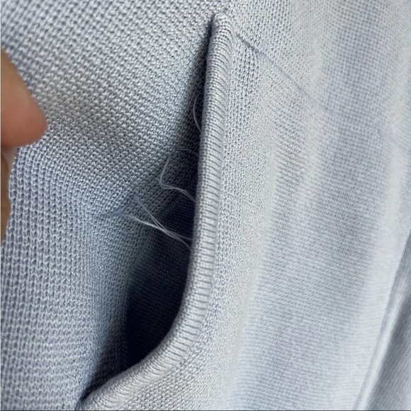 EILEEN FISHER Cardigan Sz M Silk Blue Open Front Shawl Casual Office READ - Picture 5 of 13